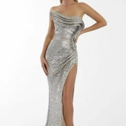Nicole Bakti Strapless Sequins Gown The Event Shop