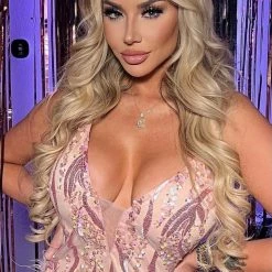 Jessica Bara Adison Feather Sequin Mini Dress Influencer Style