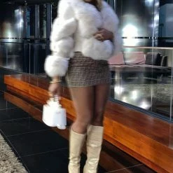 Jessica Bara Margot Long Sleeve Leather Moto Jacket Influencer Style