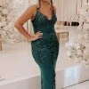ReveBoutique Jessica Bara Brittany V Neck Lace Bodycon Gown The Event Shop