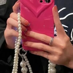 ReveBoutique Jessica Bara Haylee Heart Pearl Crossbody Phone Case Accessories
