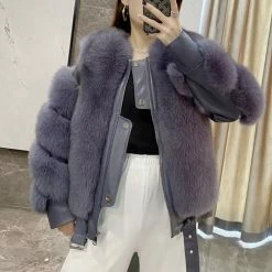 Best Sellers Jessica Bara Gavin Leather & Fur Long Sleeve Jacket