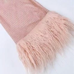 The Event Shop Jessica Bara Annaleigh Long Sleeve Feather Mesh Dress