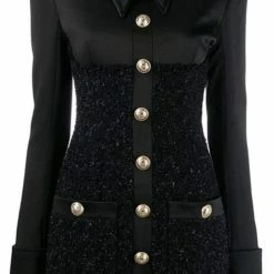 Influencer Style Jessica Bara Leighton Collar Tweed And Satin Mini Dress