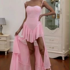 Jessica Bara Antonio Bustier Hi-Low Ruffle Dress Summer Lovin'