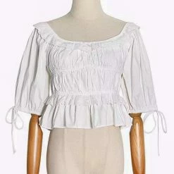 Jessica Bara Sam Puff Sleeve Ruffle Crop Top Reve Doll Essentials