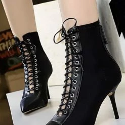 Shoes Jessica Bara Tony Pointed Toe Lace Up Ankle Booties