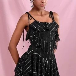 Jessica Bara Aralyn Sequin Ruffle Mini Dress