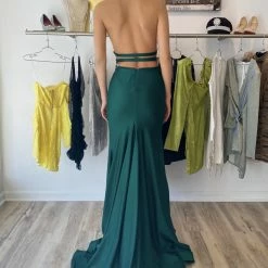 The Event Shop Atria V Neck Backless Double Slit Gown