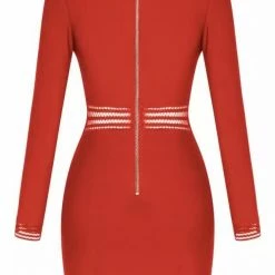 Jessica Bara Kallie Long Sleeve Mesh Cut Out Button Dress