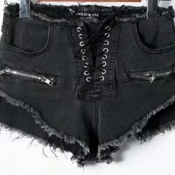 Jessica Bara Queenie Lace Up Denim Shorts The Denim Destination