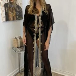 Summer Lovin' Kareena Virgin Islands Embellished Sheer Kaftan Dress
