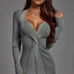 Jessica Bara Genelle Long Sleeve Knit Midi Dress Reve Doll Essentials