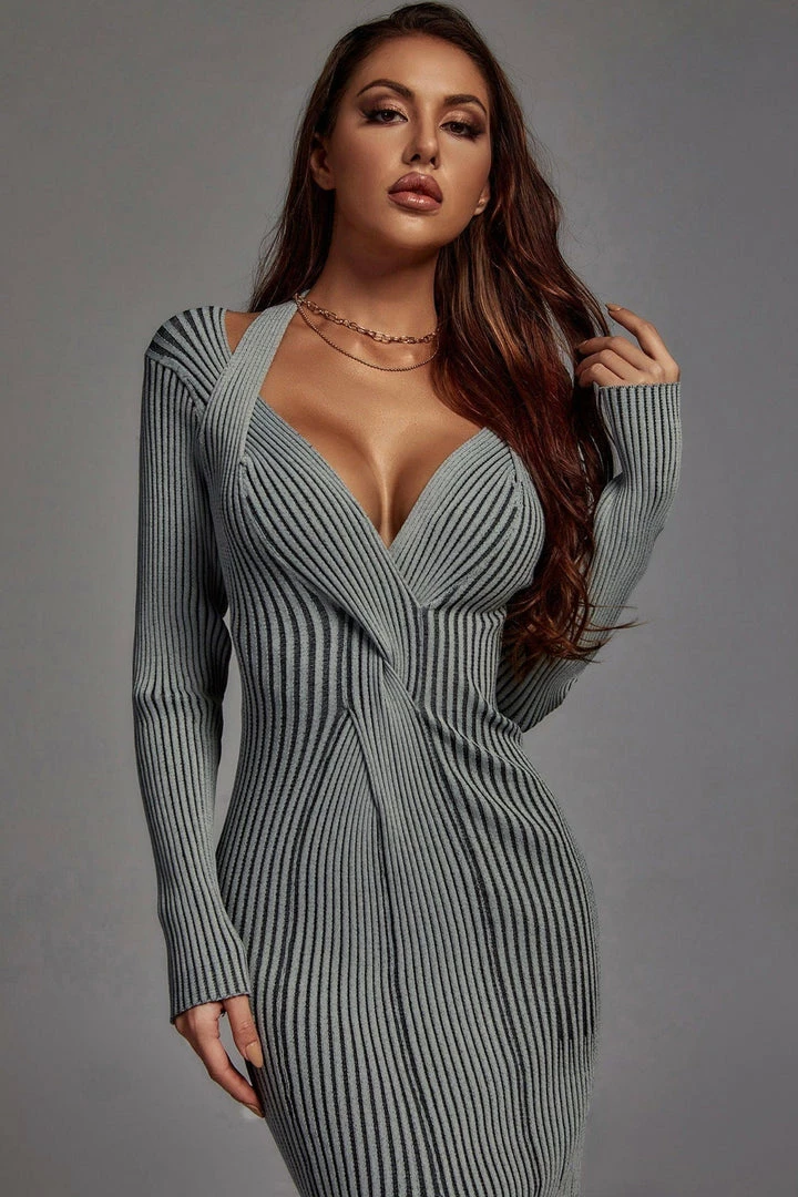 Jessica Bara Genelle Long Sleeve Knit Midi Dress Reve Doll Essentials