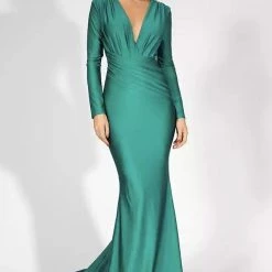 Influencer Style Jessica Bara Brunney Long Sleeve Gown
