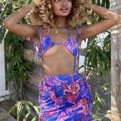 Jessica Bara Palmer Printed Bikini Top And Skirt Two Piece Set