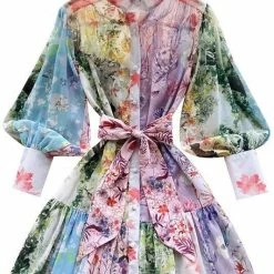 Jessica Bara Leandra Long Sleve Floral Mini Dress
