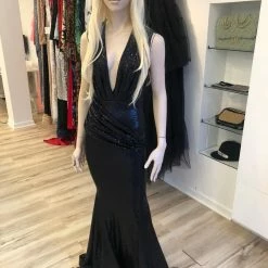 Jessica Bara Stacie Glitter V Neck Bodycon Gown