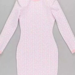 Jessica Bara Nikita Long Sleeve Jacquard Mini Dress Dresses