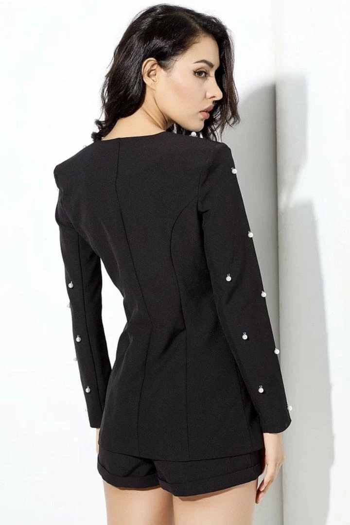 Summer Lovin' Jessica Bara Janny Pearl Embellished Two Piece Blazer And Short Set