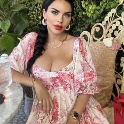 Jessica Bara Evernae Floral Backless Dress Influencer Style