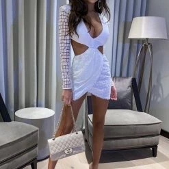 Jessica Bara Delaney Cut Out Long Sleeve Mini Dress