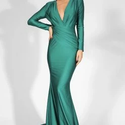 Influencer Style Jessica Bara Brunney Long Sleeve Gown
