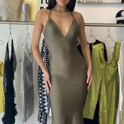 Atria V Neck Backless Bodycon Gown Influencer Style