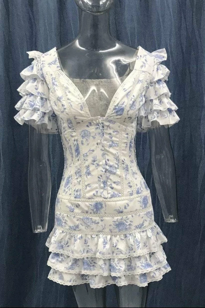 Jessica Bara Cooper Short Sleeve Ruffle Mini Dress Influencer Style