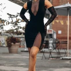 Jessica Bara Izzy Sleeveless Crystal Patchwork Dress Influencer Style