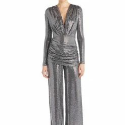 The Event Shop Jessica Bara Aneta V Neck Sequin Jumpsuit