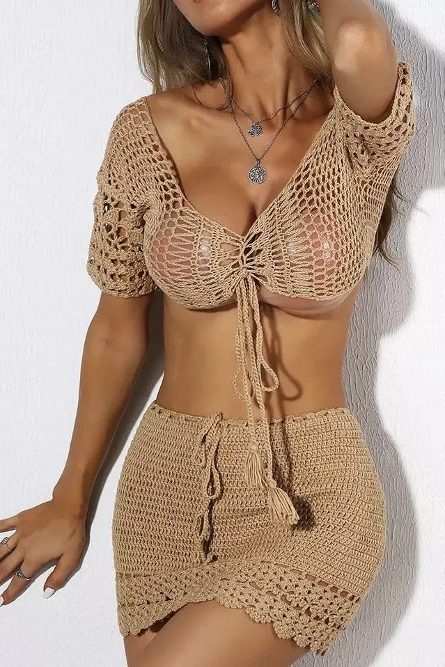 Jessica Bara Ronnie Crochet Two Piece Set