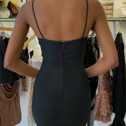 Jessica Bara Sylvana Bandage Rhinestone Chain Link Mini Dress Influencer Style