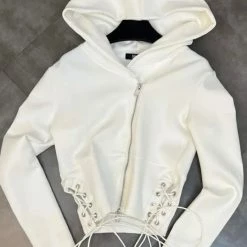 Outerwear Jessica Bara Ricky Lace Up Zip Hoodie