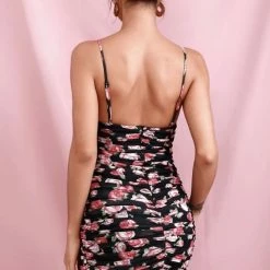 Jessica Bara Stephanie Floral Ruched Bodycon Mini Dress