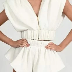 Jessica Bara Jennie Sleeveless Hoodie And Shorts Two Piece Set