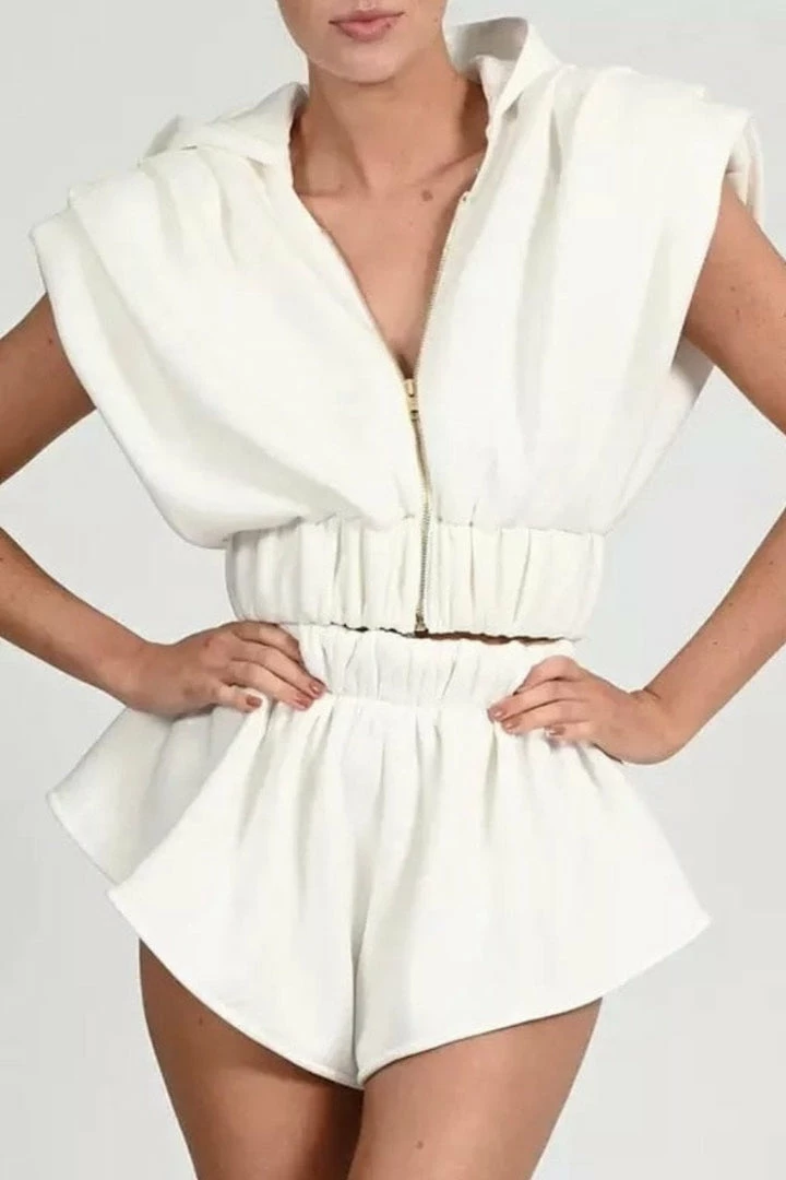 Jessica Bara Jennie Sleeveless Hoodie And Shorts Two Piece Set