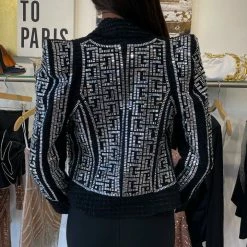 Birthday Suit Jessica Bara Alaia Fully Beaded Crystal Blazer