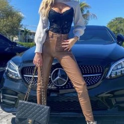 Jessica Bara Kingsley Turtleneck Knit Extreme Crop Top Influencer Style