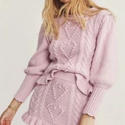 Jessica Bara Lottie Fuzzy Knit Sweater And Skirt Two Piece Set