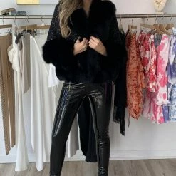 Jessica Bara Nakita Fur And Sequin Coat