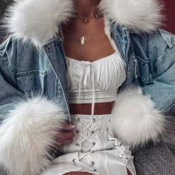 Jessica Bara Victoria Denim & Fur Jacket