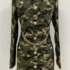 Jessica Bara Novah Camouflage Belted Mini Dress Dresses