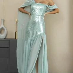 Jessica Bara Kaiya Sequin Chiffon Bodycon Gown