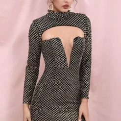 Jessica Bara Stefi Glitter Cut Out Bodycon Gown