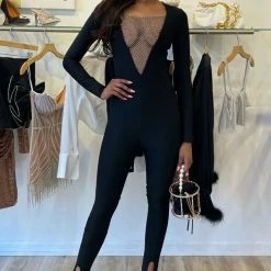 Jessica Bara Nadine Long Sleeve Crystal Jumpsuit The Event Shop