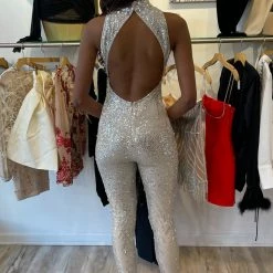 The Event Shop Jessica Bara Rogue Sequin Open Back Jumpsuit