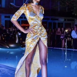 Cioccolato Aleska Velvet Leg Slit Maxi Dress Summer Lovin'