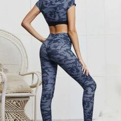 Tops Jessica Bara Aysha Camo Crop Top And Legging Two Piece Set