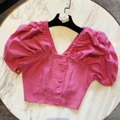 Summer Lovin' Jessica Bara Olenna Puff Sleeve Crop Top